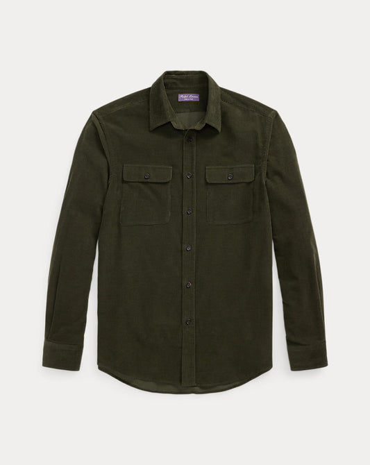 Cotton-Cashmere Corduroy Shirt Forest Night