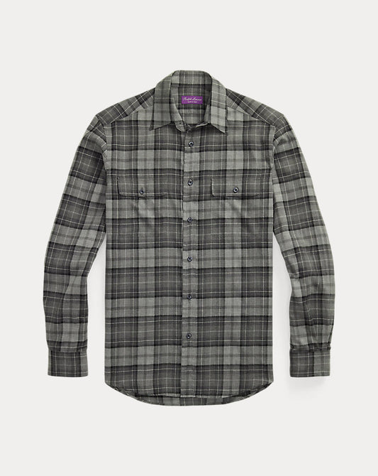 Plaid Twill Shirt Grey Melange