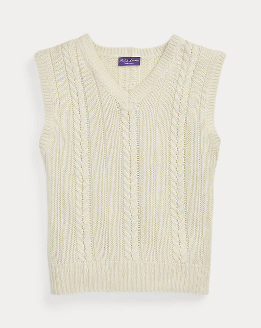 Cashmere-Silk-Linen Sleeveless Jumper Limestone