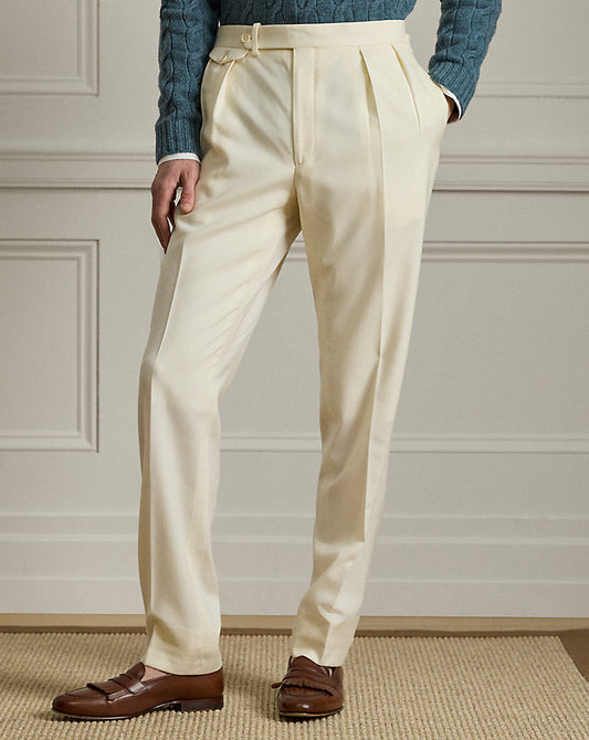 Gregory Hand-Tailored Wool Trouser Cream