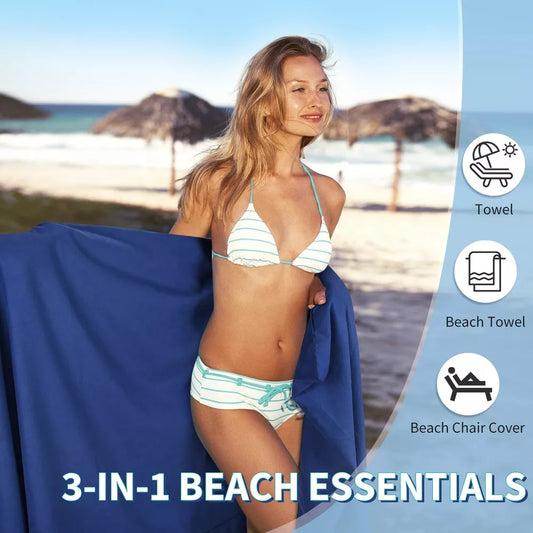 🏖️Summer Hot Sale - ONLY £13.99!!⚡50K+ SOLD!🌞🌊Sun Lounger Towel in Bag with Pockets Storage