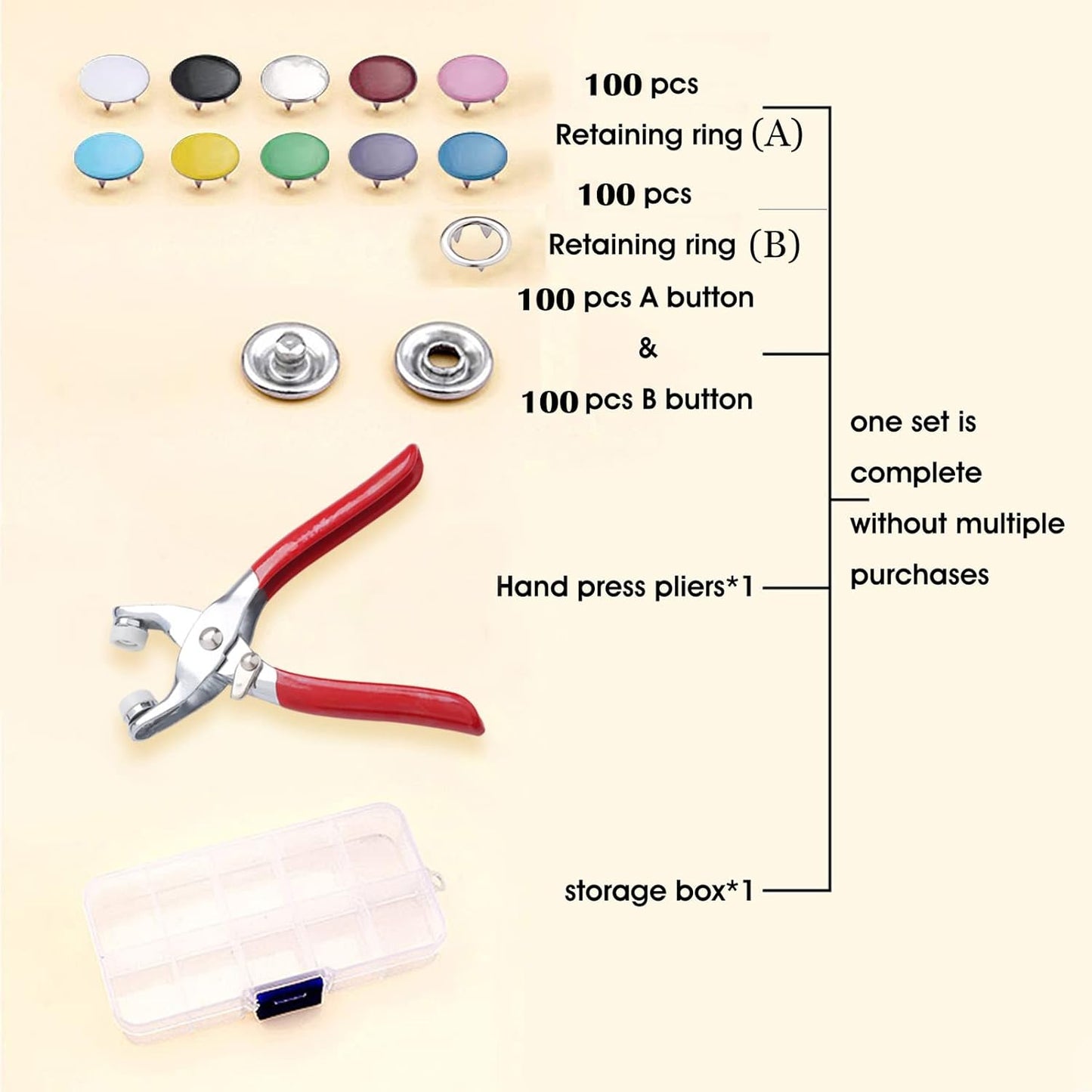 Metal Snaps Buttons with Fastener Pliers