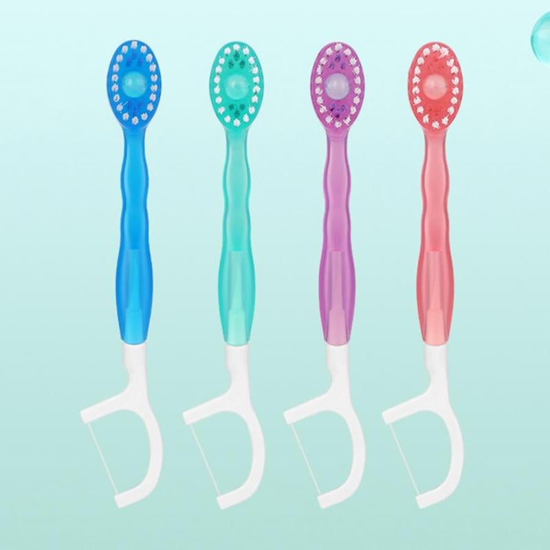 🔥2025 Hot Sale🎁Mini Toothbrush 5 in 1 Tool (Toothpaste + Floss + Pick + Tongue Scraper) Portable Travel Set