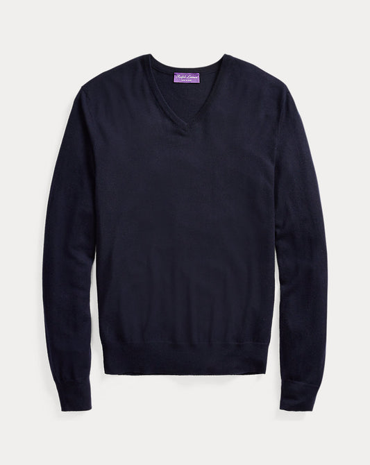 Cashmere V-Neck Jumper Classic Chairman Navy