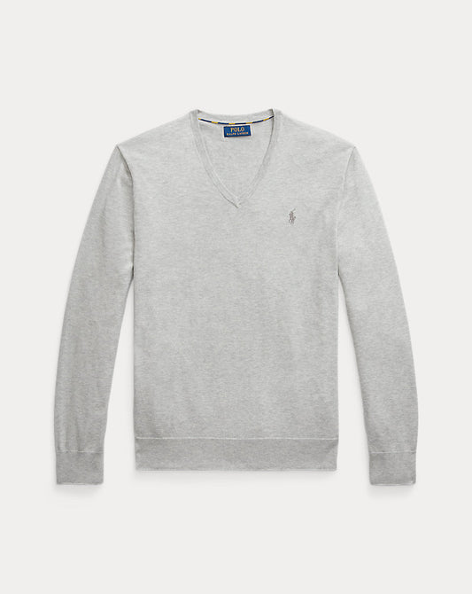 Slim Fit Cotton V-Neck Sweater Andover Heather
