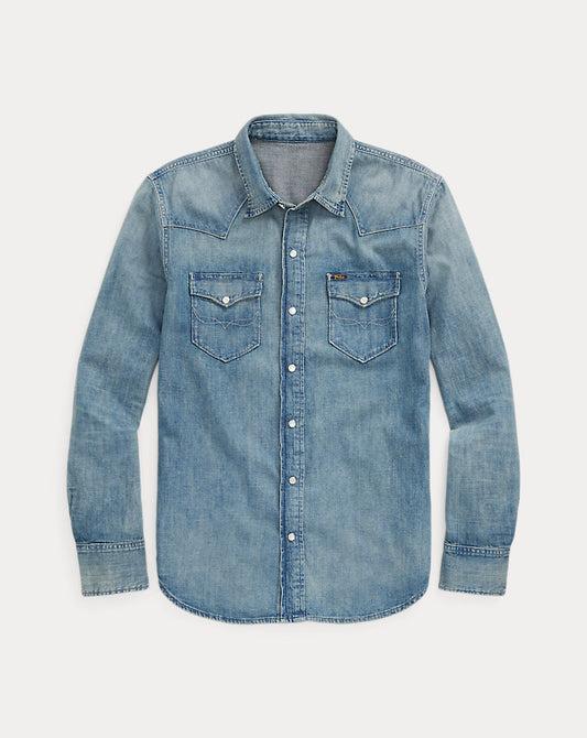 Slub Denim Western Shirt Western
