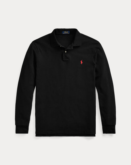 Custom Slim Fit Mesh Polo Shirt Black