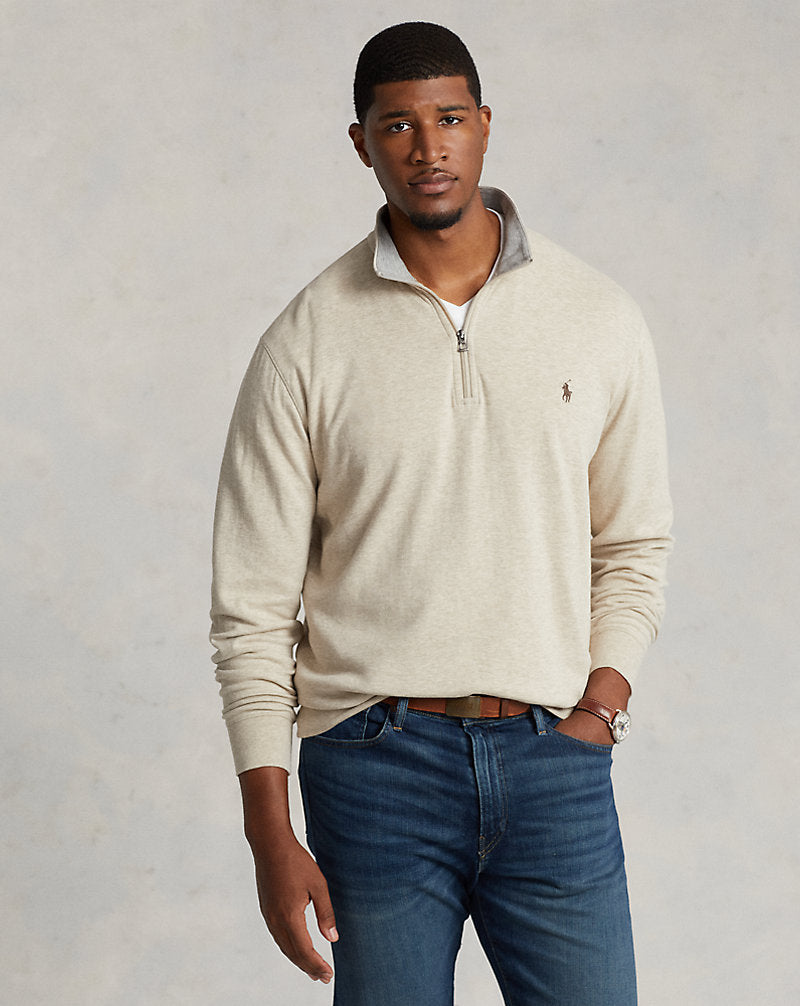 Luxury Jersey Quarter-Zip Pullover Expedition Dune Heather