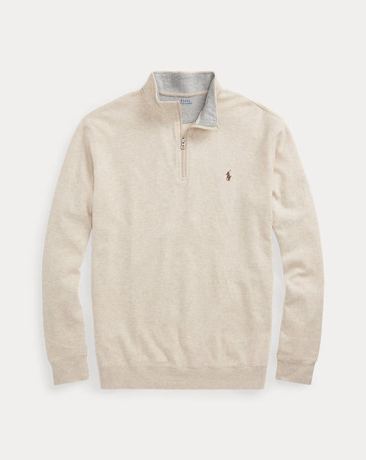 Luxury Jersey Quarter-Zip Pullover Expedition Dune Heather