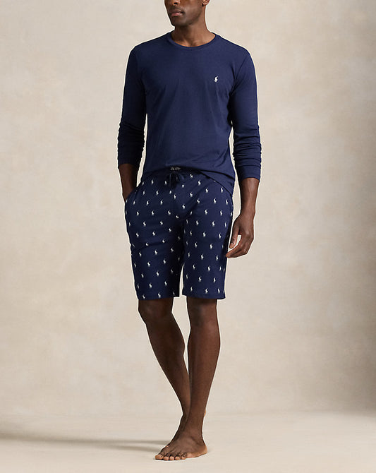 Allover Pony Cotton Jersey Sleep Short Cruise Navy