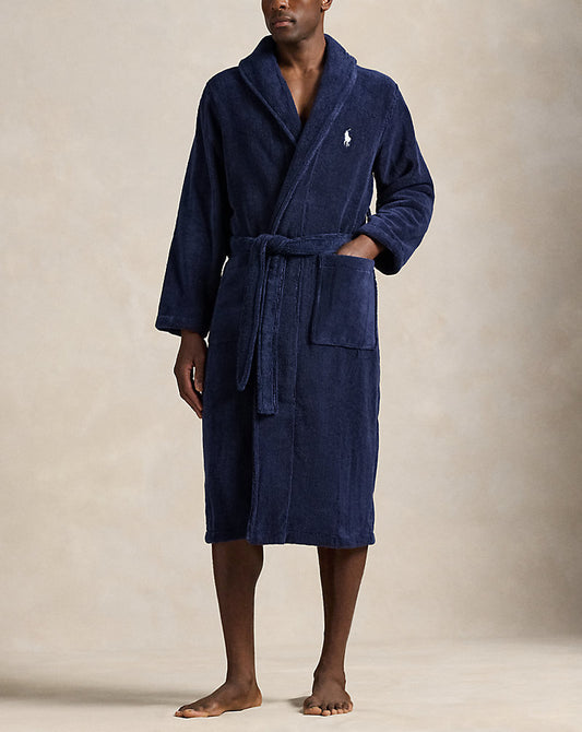 Cotton Terry Robe Cruise Navy