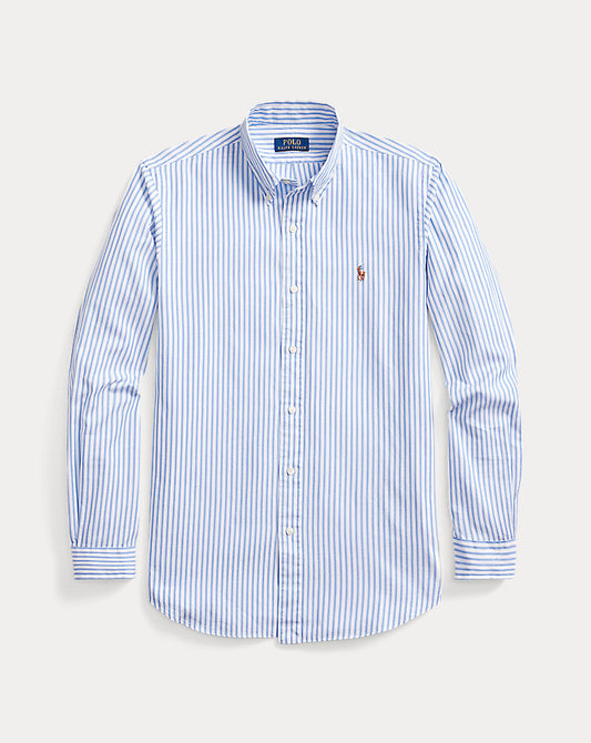 Custom Fit Striped Stretch Oxford Shirt Blue/White