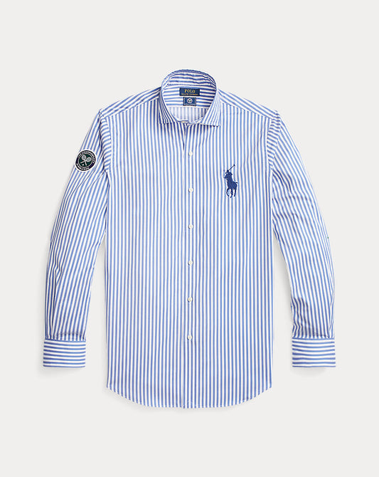 Wimbledon Striped Stretch Twill Shirt Blue/White