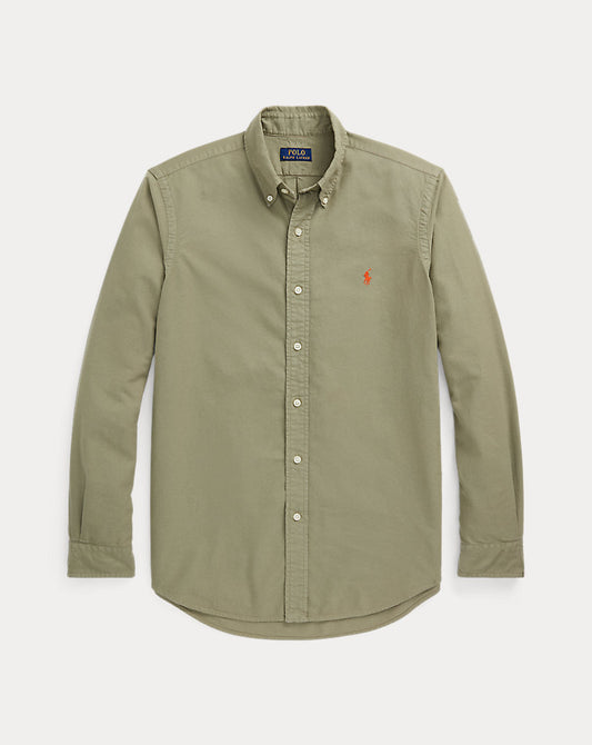Custom Fit Garment-Dyed Oxford Shirt Sage Green