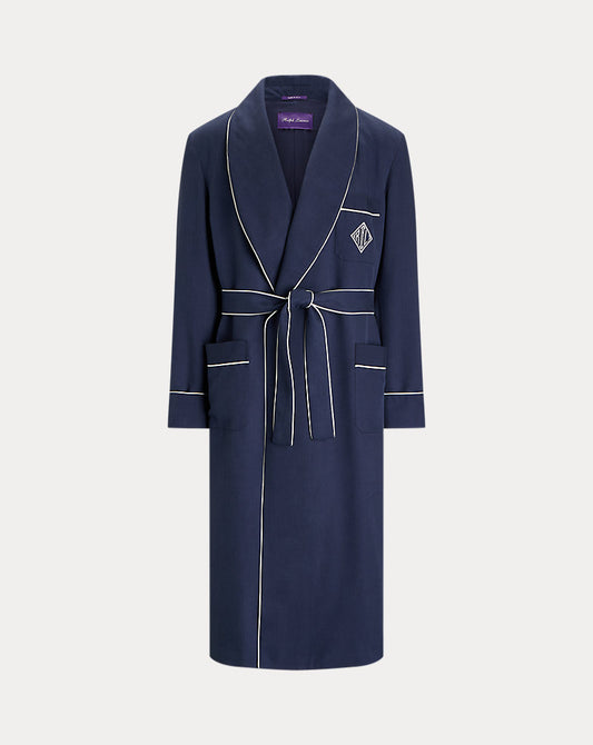Monogram Silk Twill Robe Navy