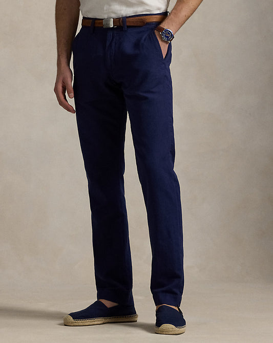 Straight Fit Linen-Cotton Trouser Newport Navy