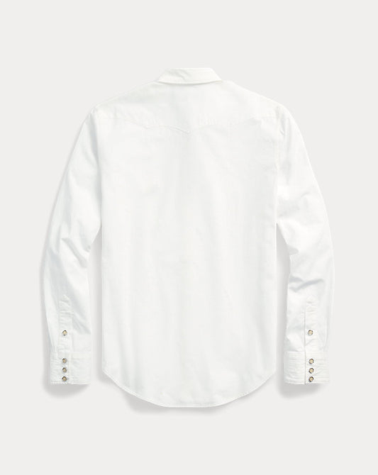 Slim Fit Poplin Western Shirt White