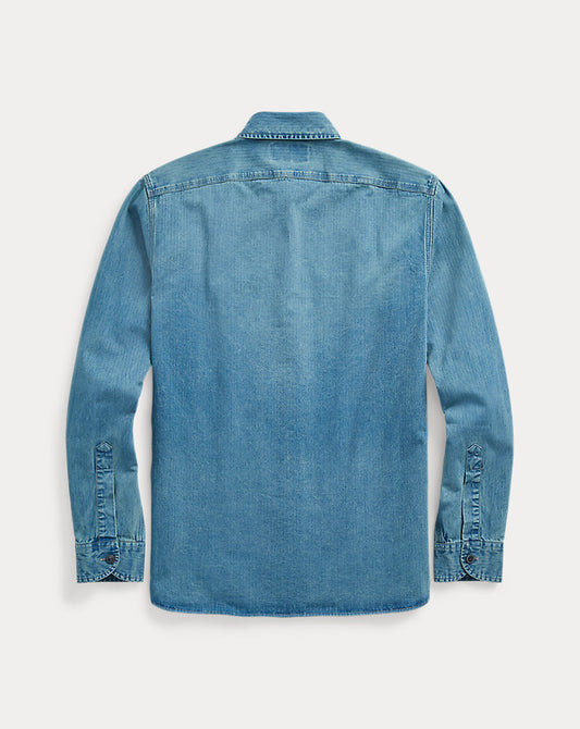 Indigo Herringbone Twill Workshirt Faded Indigo