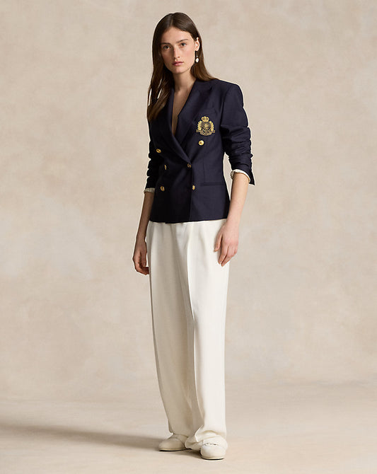 Double-Breasted Crest Blazer Navy