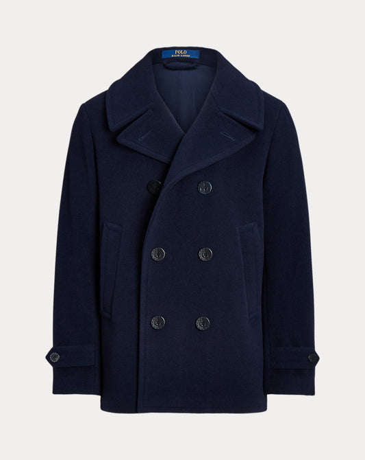 Wool-Blend Twill Peacoat Navy