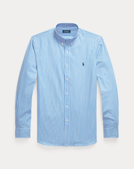 Slim Fit Striped Stretch Poplin Shirt Light Blue/White