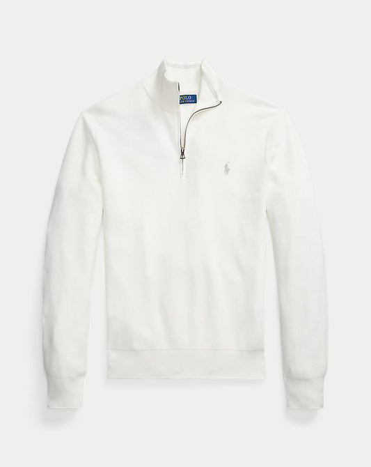 Mesh-Knit Cotton Quarter-Zip Jumper Deckwash White