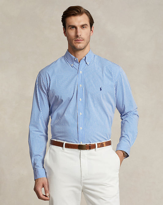 Striped Stretch Poplin Shirt 4655h Light Blue/White