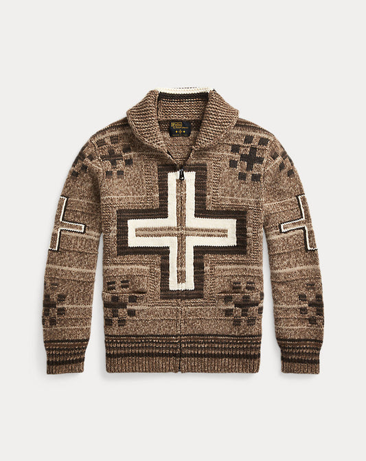 Naiomi Glasses Full-Zip Jumper Brown Combo