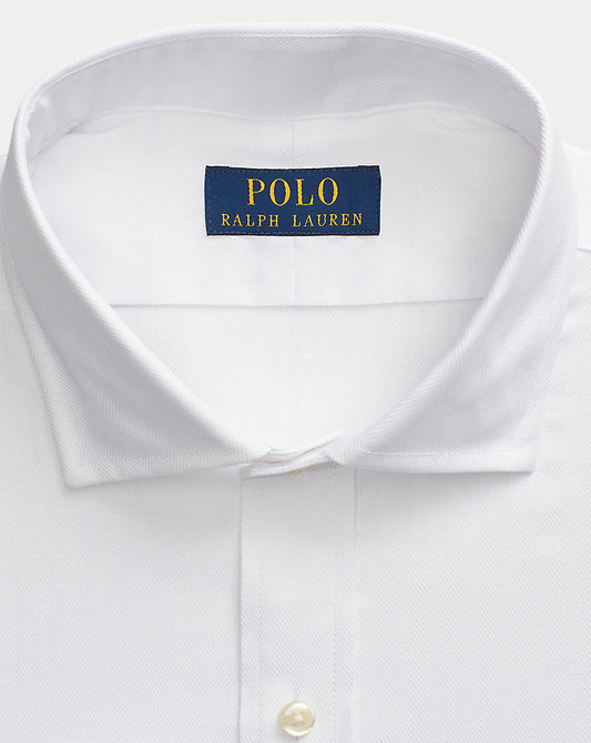 Custom Fit Stretch Herringbone Shirt 5499d White