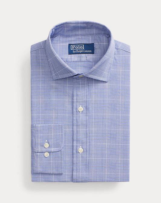 Custom Fit Poplin Shirt Ocean Blue/White