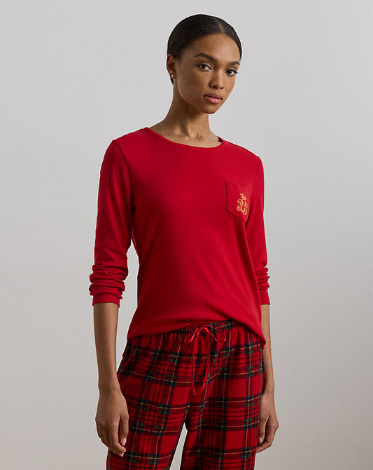 Plaid Knit & Fleece Pyjama Set Red Plaid
