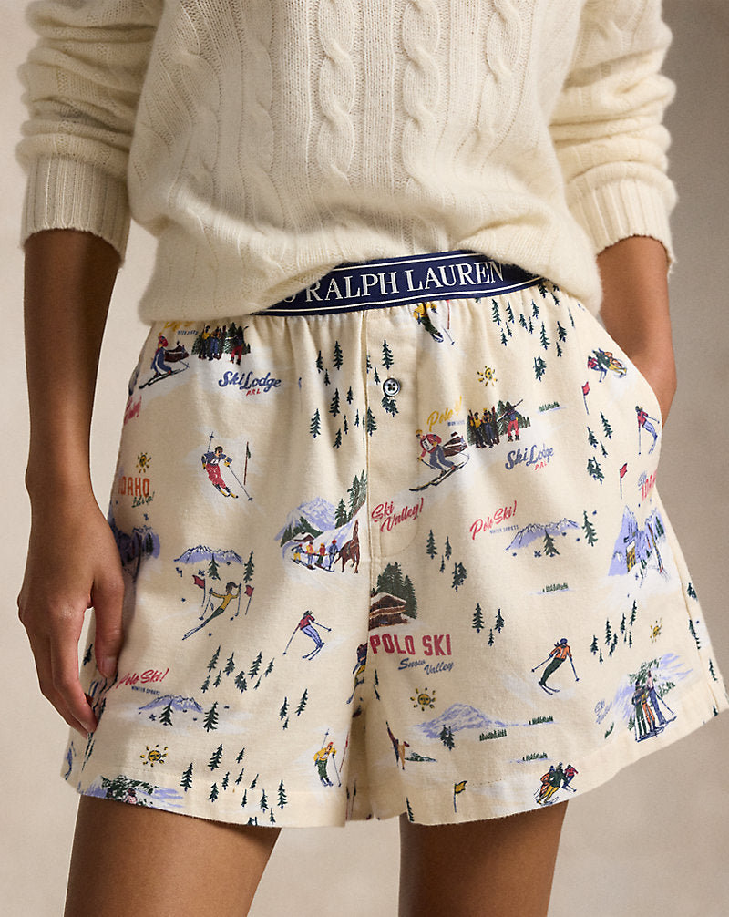 Ski-Motif Cotton Boxer Ski Slp Prnt
