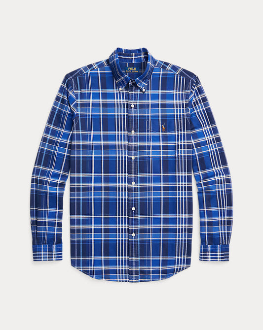 Custom Fit Plaid Oxford Shirt Blue Multi