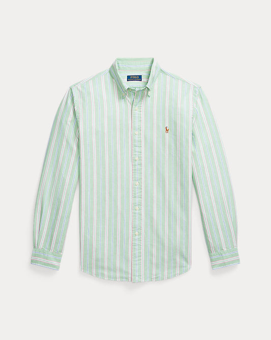 Custom Fit Striped Oxford Shirt Green/White Multi