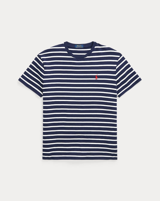 Custom Slim Fit Striped Jersey T-Shirt Newport Navy/White