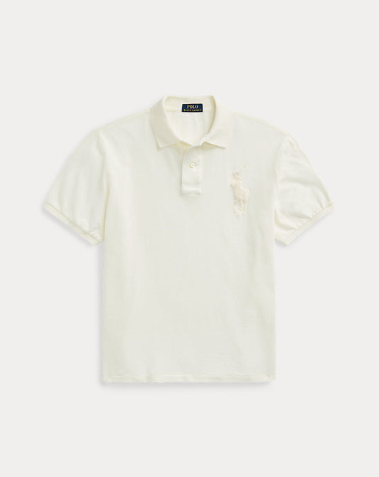 Custom Slim Fit Big Pony Mesh Polo Shirt Clubhouse Cream