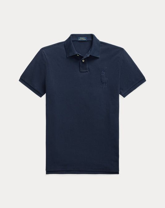 Custom Slim Fit Big Pony Mesh Polo Shirt Cruise Navy