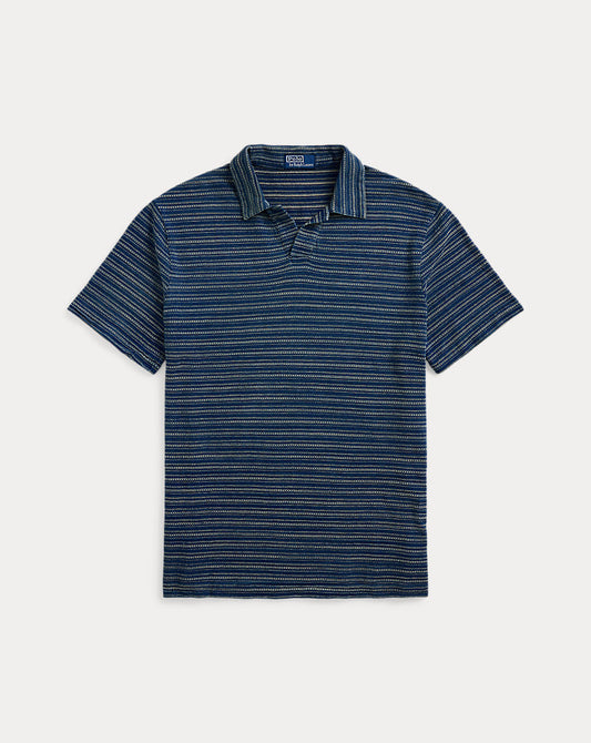 Standard Fit Striped Jersey Polo Shirt Dark Indigo Txt Stripe