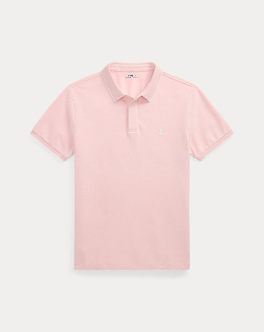 Custom Slim Fit Stretch Oxford Mesh Polo Garden Pink/White