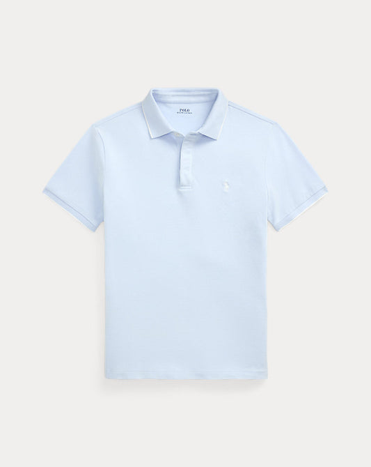 Custom Slim Fit Stretch Oxford Mesh Polo Office Blue/White