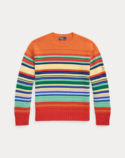 Striped Cotton-Blend Jumper Orange Combo