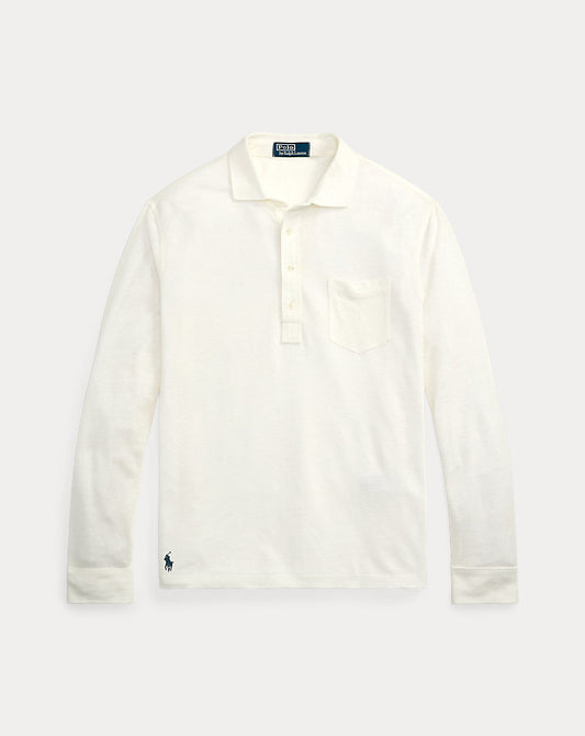 Linen Mesh Polo Shirt Deckwash White