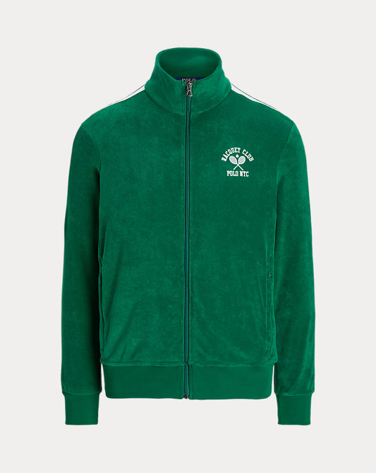 Embroidered Terry Track Jacket Tennis Green