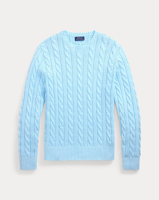 Cable-Knit Mineral-Dyed Cotton Jumper Sky