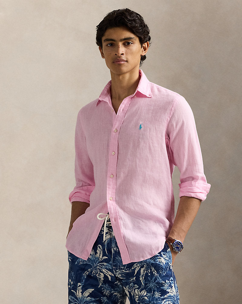 Custom Fit Linen Shirt Carmel Pink