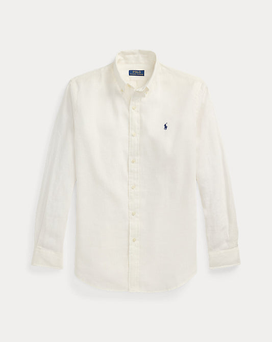 Custom Fit Linen-Cotton Shirt Deckwash White