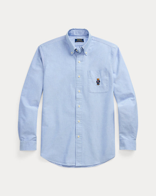 Custom Fit Polo Bear Oxford Shirt Bsr Blue