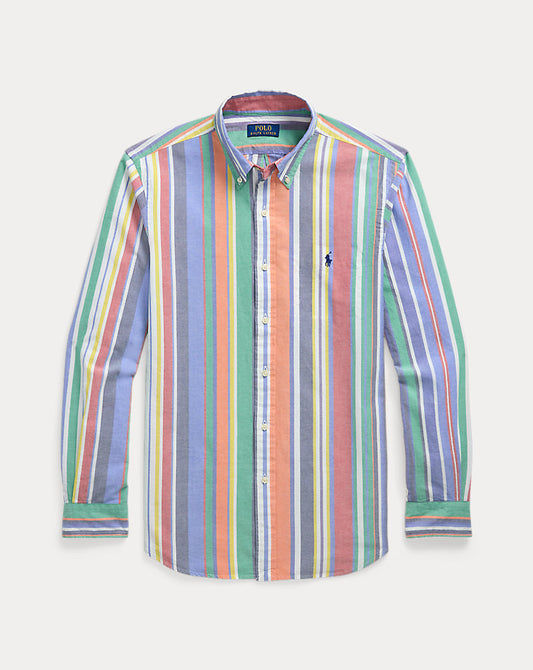 Custom Fit Striped Oxford Shirt Navy/Red Multi