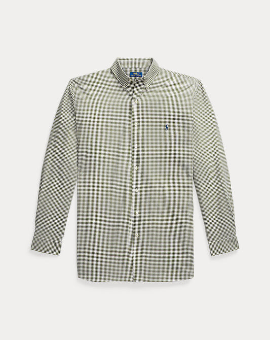 Gingham Stretch Poplin Shirt Garden Trail White