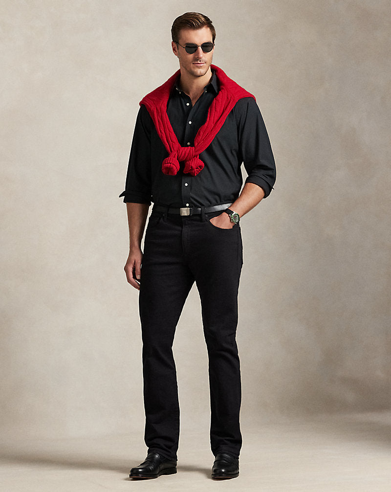 Stretch Poplin Shirt Polo Black